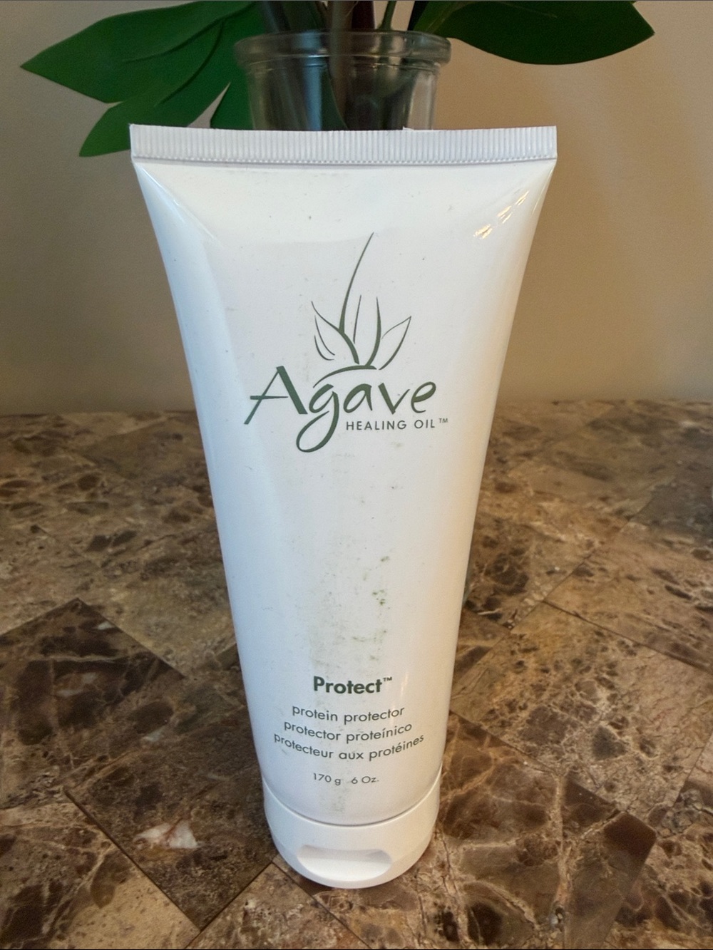 NEW Agave Healing Oil Protect Protein Protector - White with Green Logo